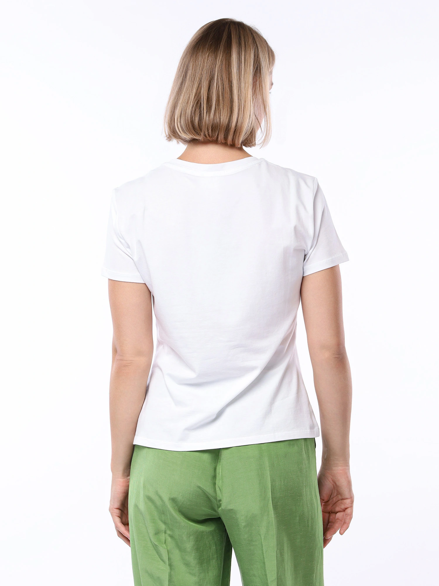 Футболка прямого кроя с принтом и декором фольгированием